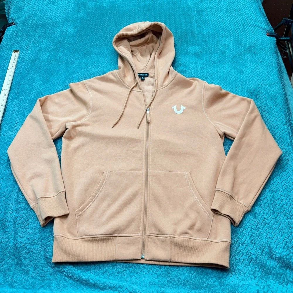True‎ Religion Zip Hoodie Mens XL Orange Buddha Logo Seal Sweatshirt